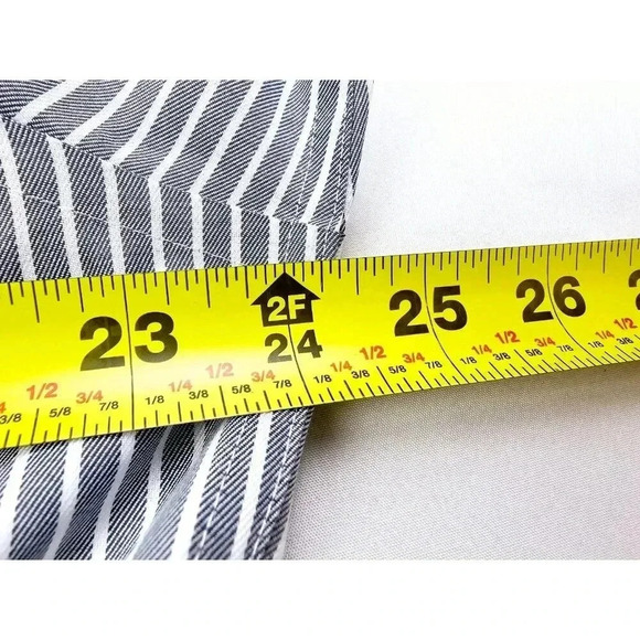 Tasso Elba Regular Non Iron Large 16 34-35 Gray White Collar Stripe French Cuff - Picture 2 of 12